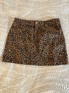 GAP Leopard Print Mini Skirt in Brown and Black